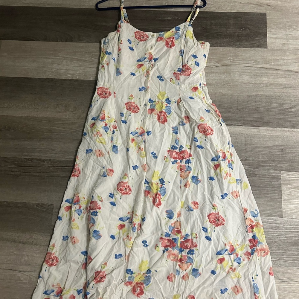 Uniqlo White Maxi Sundress Spaghetti Strap Wedding Guest